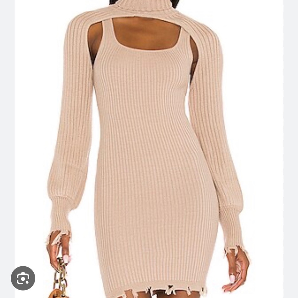 NBD/Revolve Taupe Turtleneck Shrug/Taupe Sweater Dress